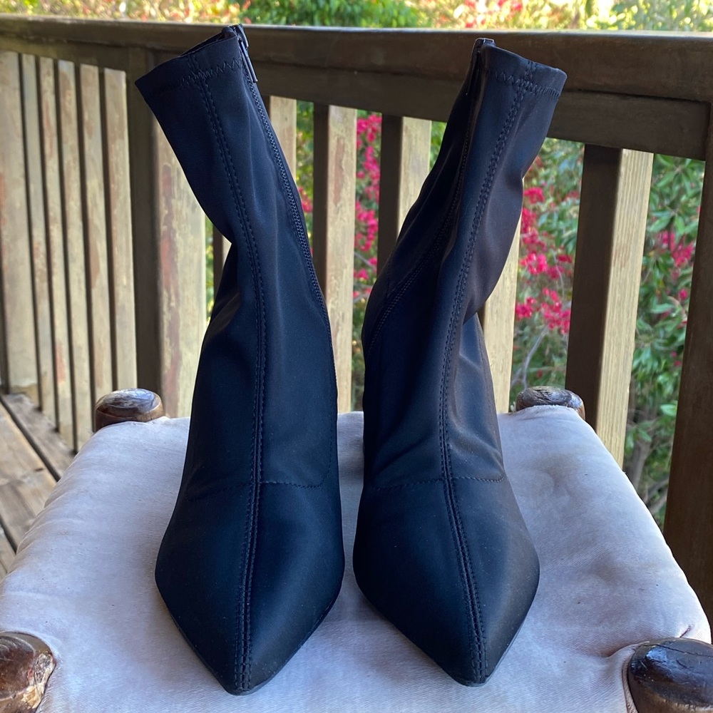 Missguided Black Mid Heel Sock Boots